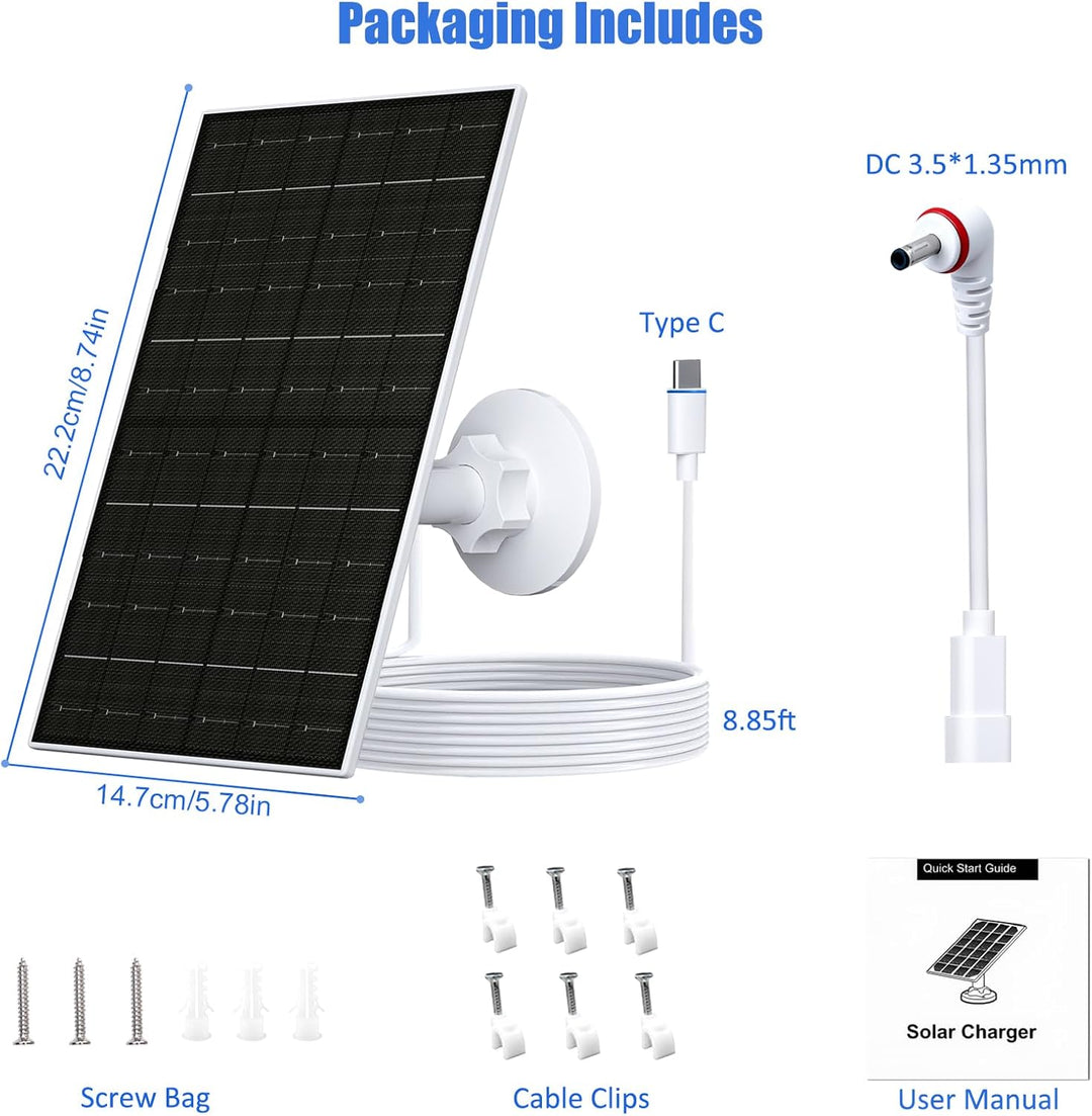 Solarpanel für Ring Kamera, 7W Kompatibel mit Ring Stick Up Cam (2./3. Gen) & Pro, Spotlight Cam Plu