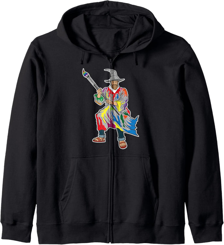 Zauberer hält einen Pinsel mit Farbe geschenk Kapuzenjacke