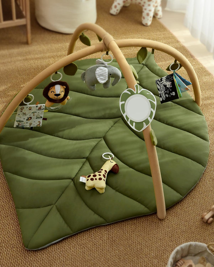 Blissful Diary Spielbogen Baby, Übergrosses Blattförmiges Spieldecke Baby Gym Activity Decke mit 6 A