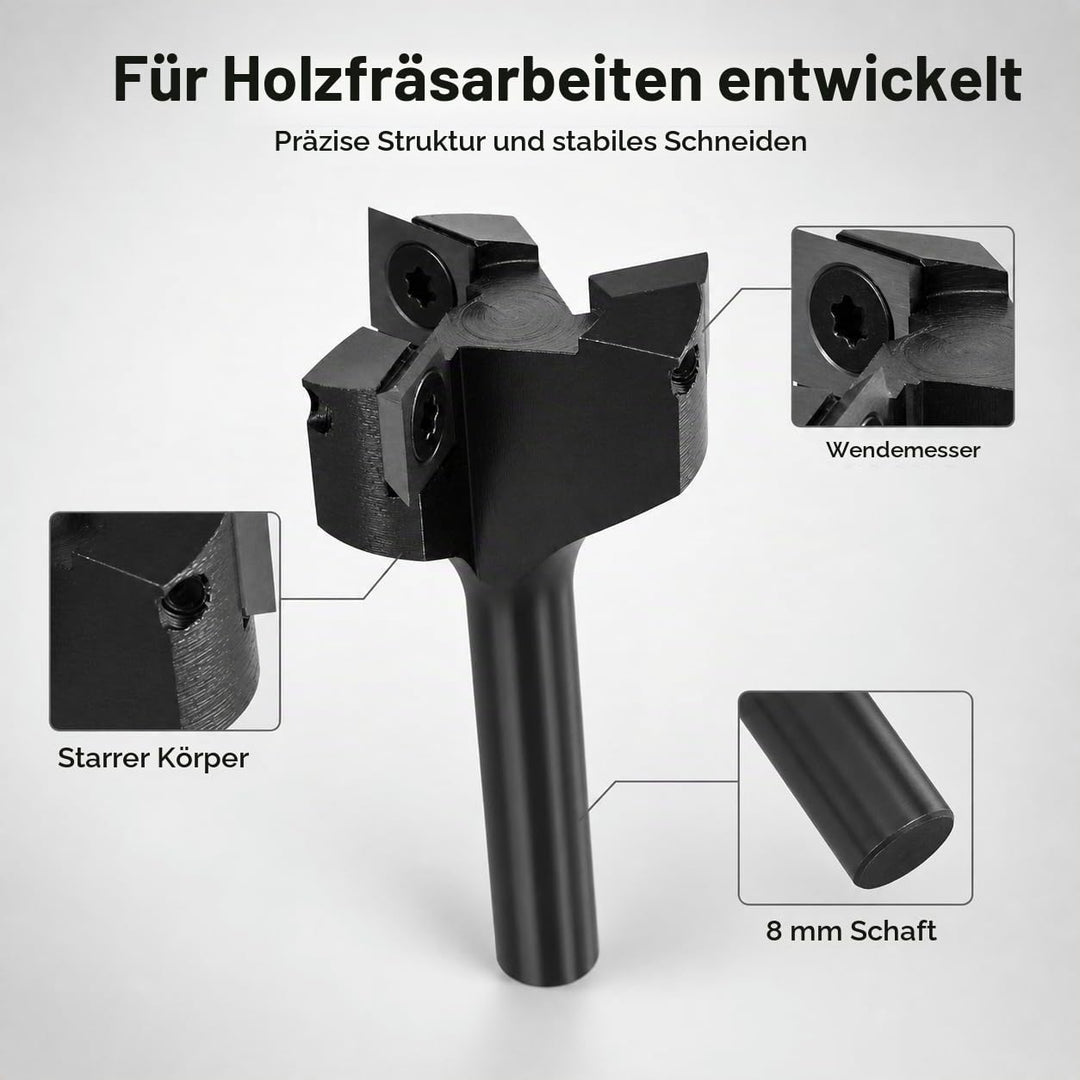 QWORK® Planfräser 8mm Schaft, 35mm Durchmesser Planfräser, Fräser für Oberfräse, Planfräser für Holz