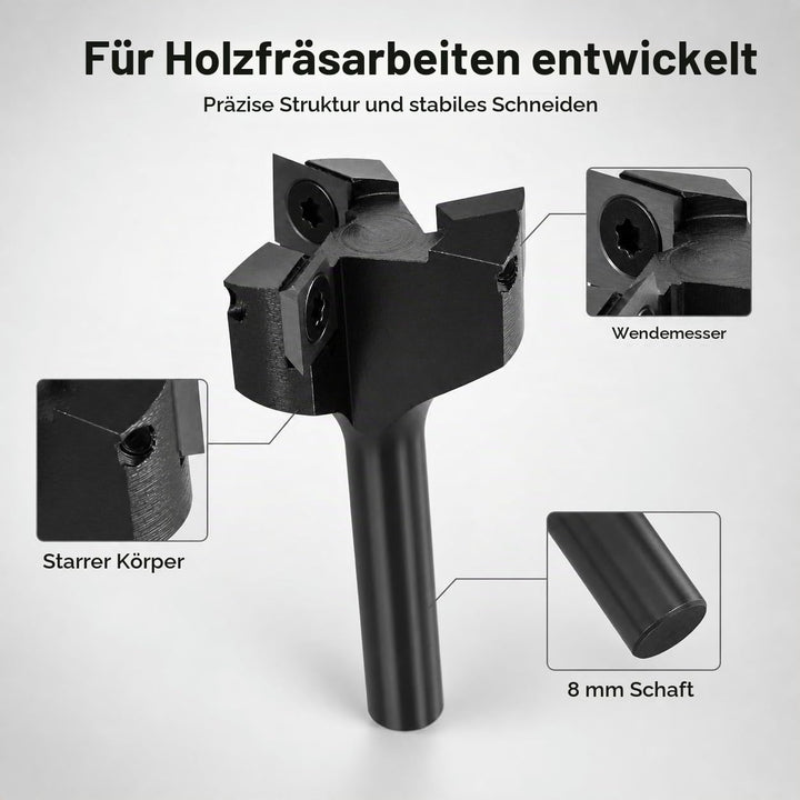 QWORK® Planfräser 8mm Schaft, 35mm Durchmesser Planfräser, Fräser für Oberfräse, Planfräser für Holz