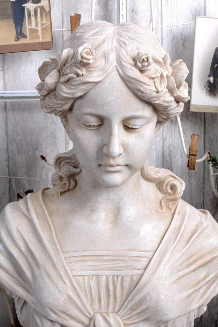 Atemberaubende Frauenbüste mit Blumenkranz Frauenfigur Mädchenbüste Empire Stil CW215 Palazzo Exklus