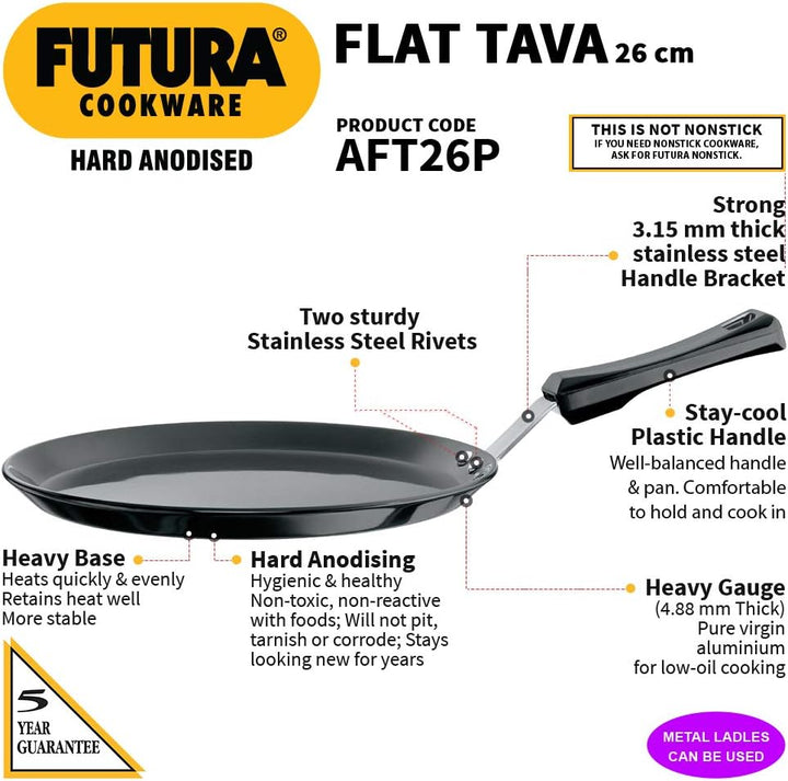 Futura Eloxierte Grillplatte, 25,4 cm Kunststoffgriff, schwarz 10-inch Plastic Handle, 10-inch Plast