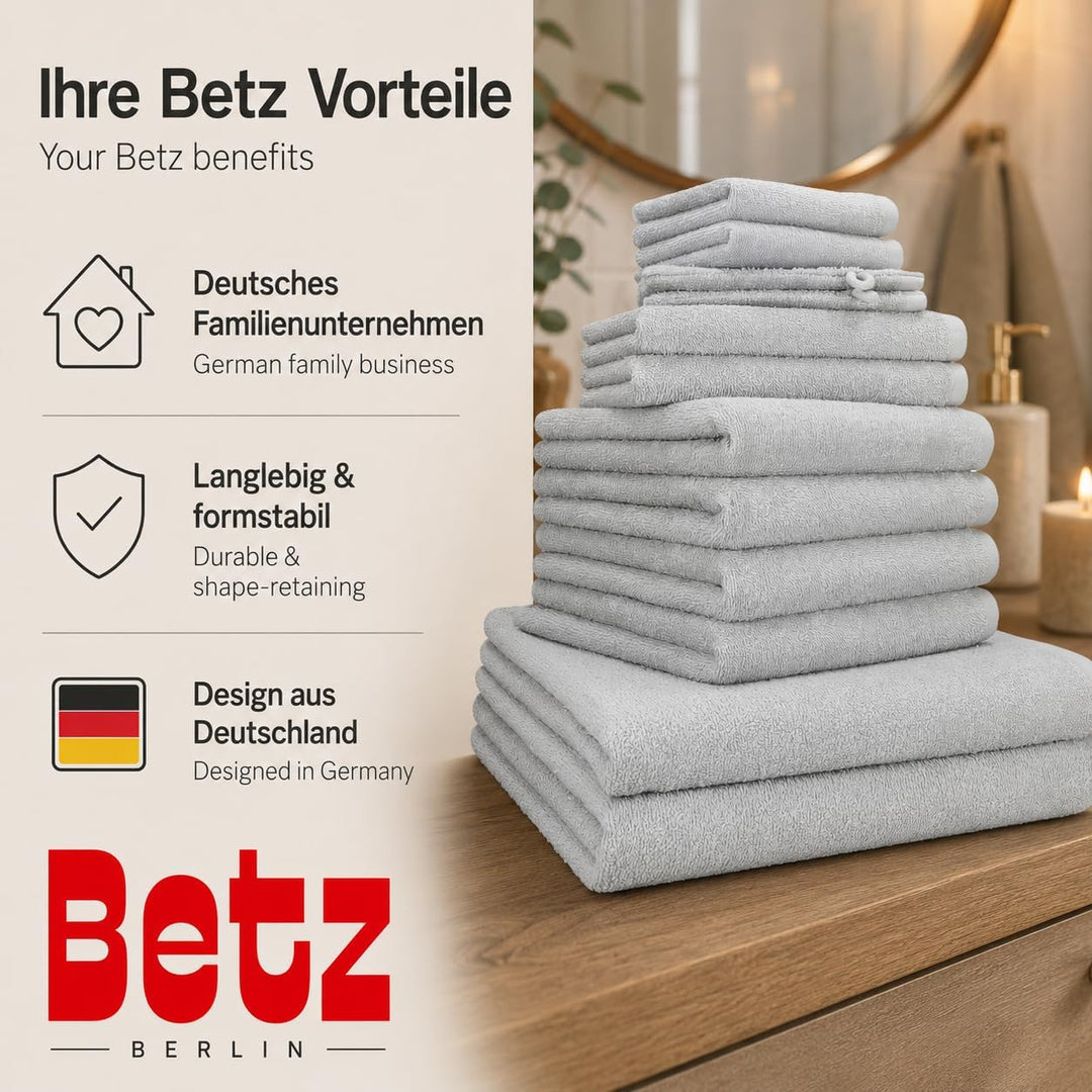 Betz 12 TLG. Handtuch Set Berlin 100% Baumwolle 2 Liegetücher 4 Handtücher 2 Gästetücher 2 Seiflappe