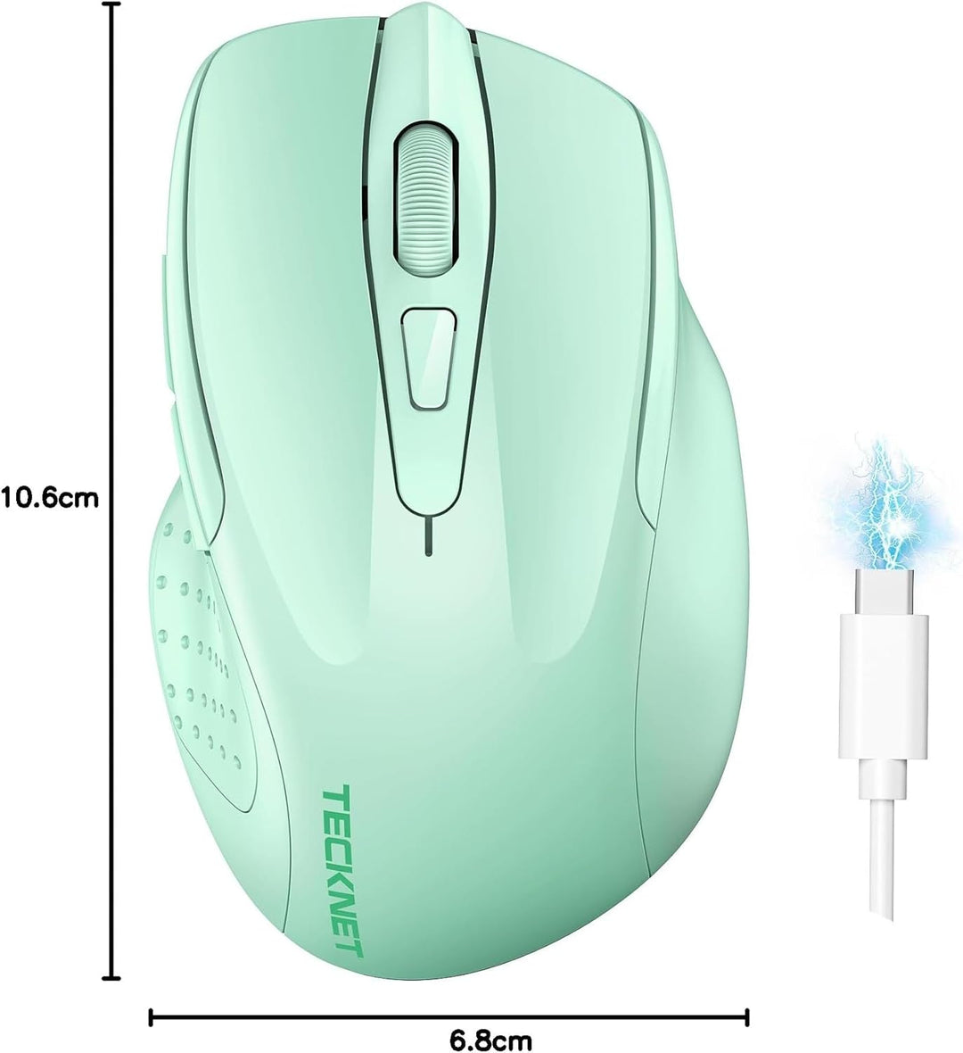 TECKNET Bluetooth Maus, Wiederaufladbare Maus Kabellos(DREI Modi: BT 5.0/3.0 + 2.4G), 4800 DPI, Ergo