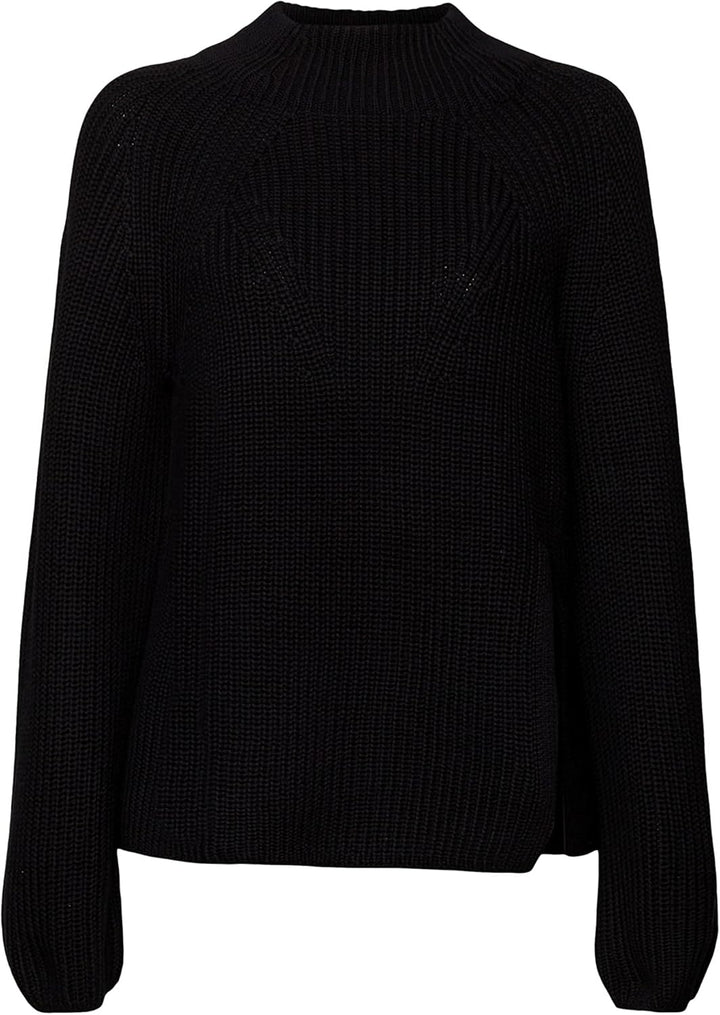 ESPRIT Pullover mit Schlitz und Stehkragen, 100% Baumwolle S 001/Black, S 001/Black