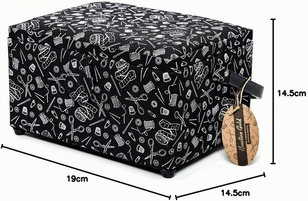 Hemline Goldfarbene Nähbox: (M): Hemline Gold Notions Print