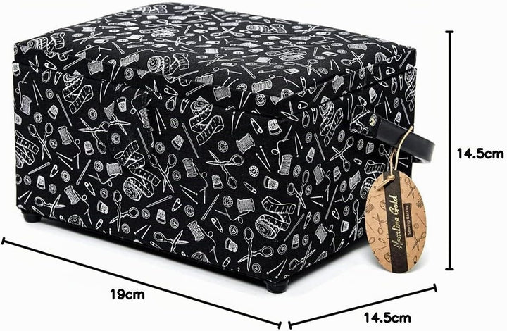 Hemline Goldfarbene Nähbox: (M): Hemline Gold Notions Print