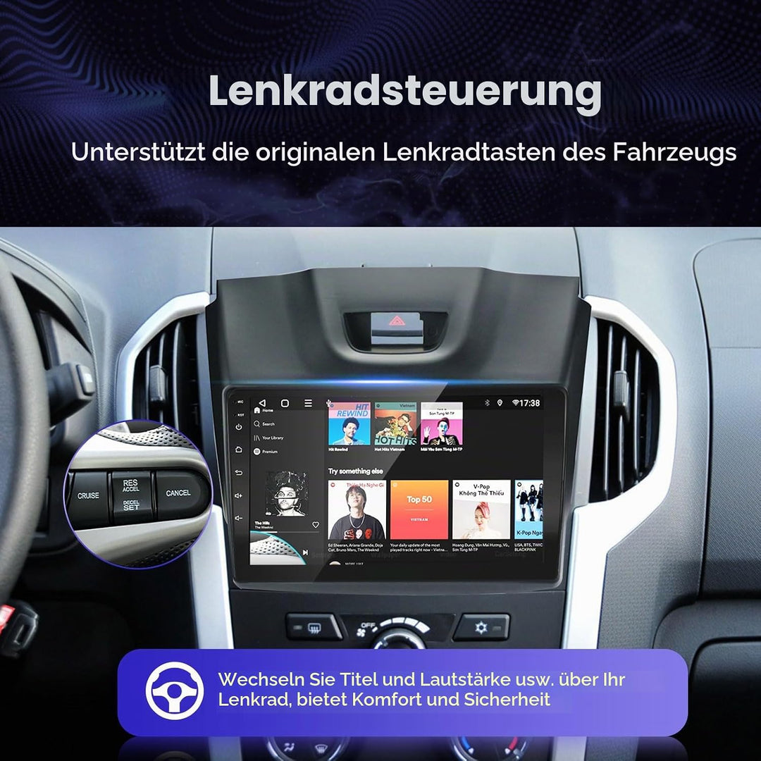 EZoneTronics Android 10.1 für Isuzu D-MAX 2012-2018, MU-X 2013-2017 Autoradio Stereo 9-Zoll-kapaziti
