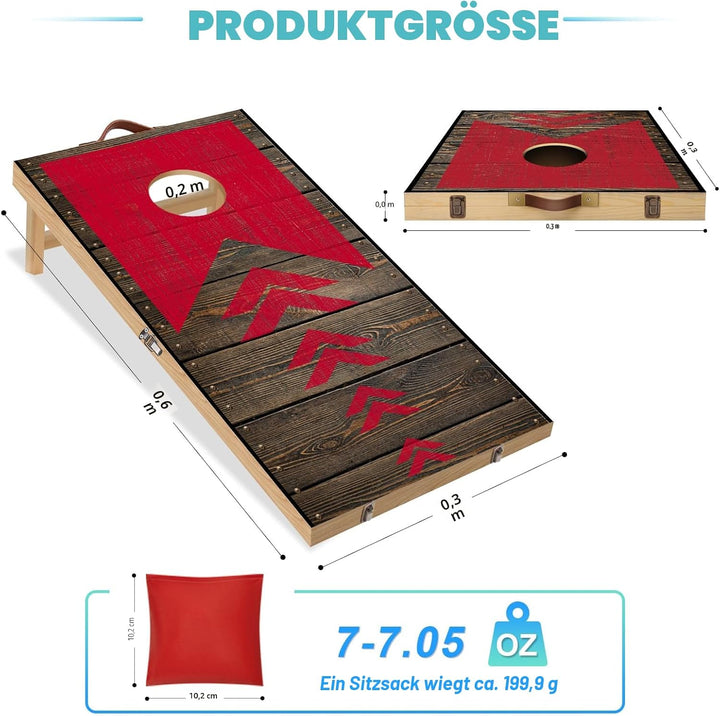 NZQXJXZ Holz Cornhole Set Outdoor, 2 in 1 Cornhole Spiel mit 8 Sitzsäcken &amp; Tragetasche für Hinterho