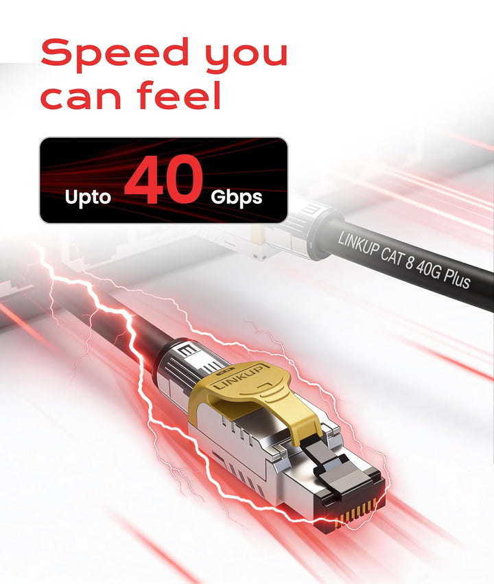 LINKUP - [GHMT & DSX8000 Zertifiziert] Cat8-Ethernet-Patchkabel S/FTP 22AWG Doppelt Geschirmtes Mass