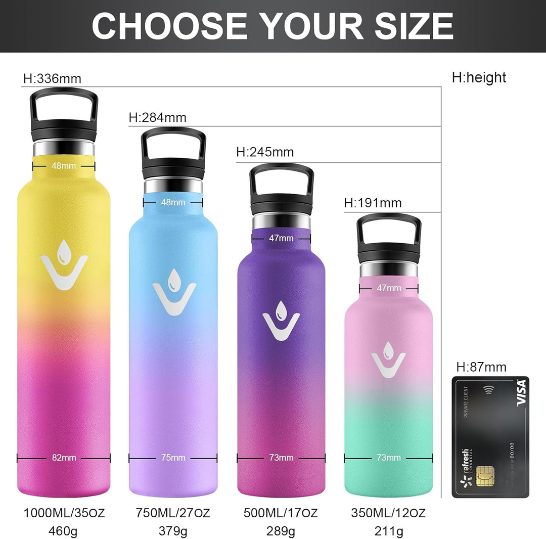 Thermosflasche 500ml mit Strohhalm, Trinkflasche Edelstahl, Doppelwandig Isoliert, BPA-frei, Kohlens