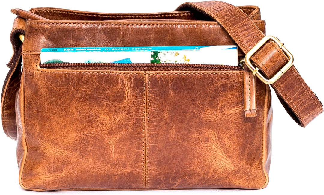 ALMADIH Premium Leder Damentasche Umhängetasche AYA BD - 2 Hauptfächer Ledertasche Clutch Handtasche