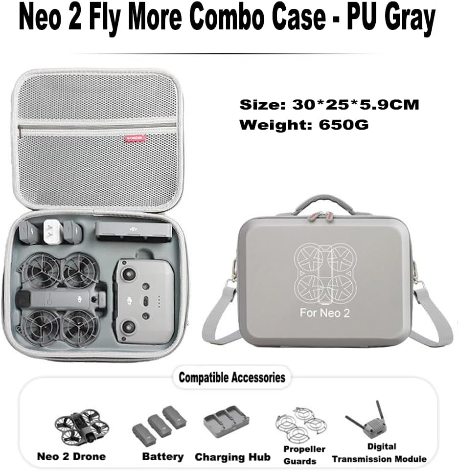 Aufbewahrungstasche kompatibel mit DJI Neo 2 Fly More Combo, tragbare Reise-Aufbewahrungstasche für