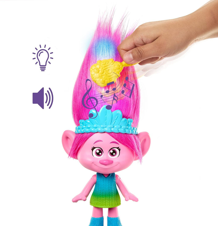 DREAMWORKS TROLLS Rainbow HairTunes Poppy-Puppe - Licht und Geräusche, leuchtendes Haar, Musik und S