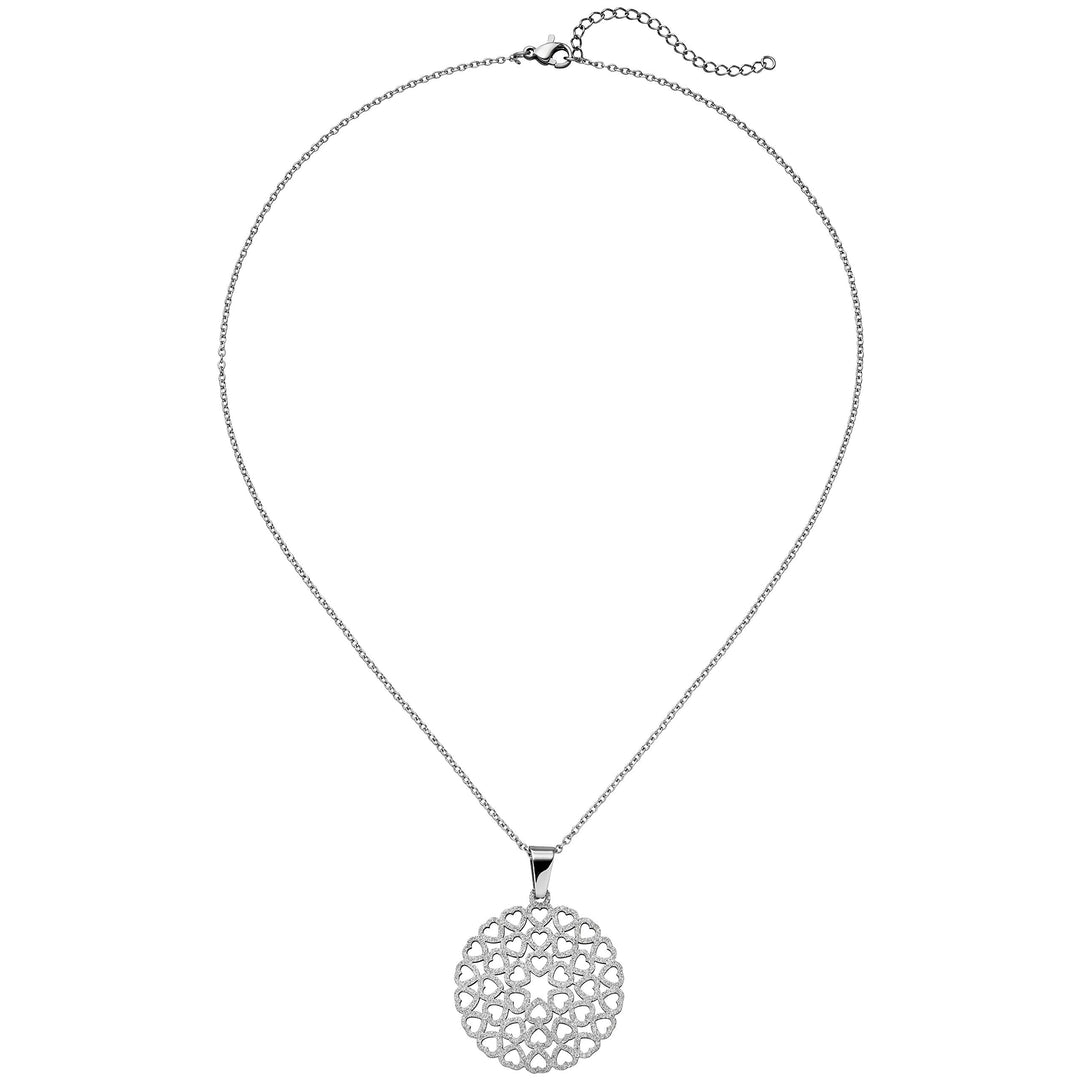 Jobo Damen-Halskette Herzen aus Edelstahl mit Glitzereffekt 50 cm