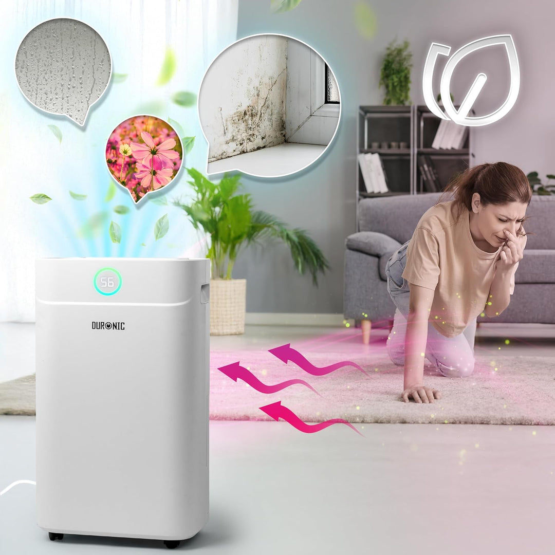 Duronic DH201 Luftentfeuchter, elektrischer Entfeuchter für 25 m² Räume, leiser Raumentfeuchter mit