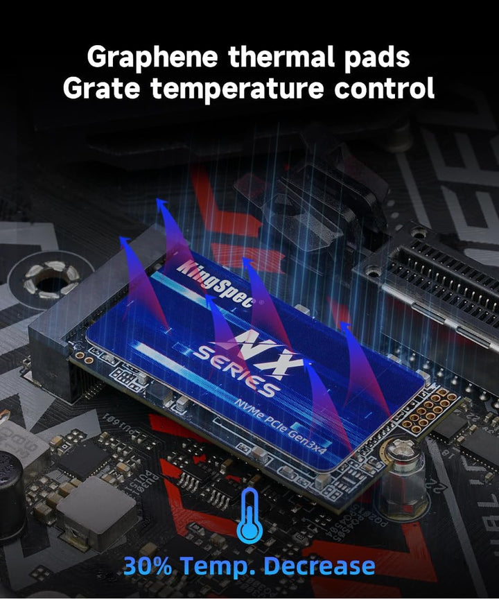 KingSpec 1TB M.2 2242 NVMe SSD - Bis zu 3500 MB/s Lesegeschwindigkeit, PCIe 3.0 SSD mit 3D NAND Flas