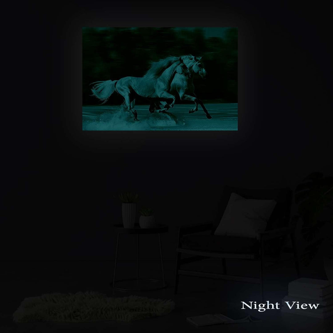 Startonight Bilder Weisses Pferd im Schnee, Leinwandbilder Moderne Kunst, Tiere Wanddeko Kunstdrucke