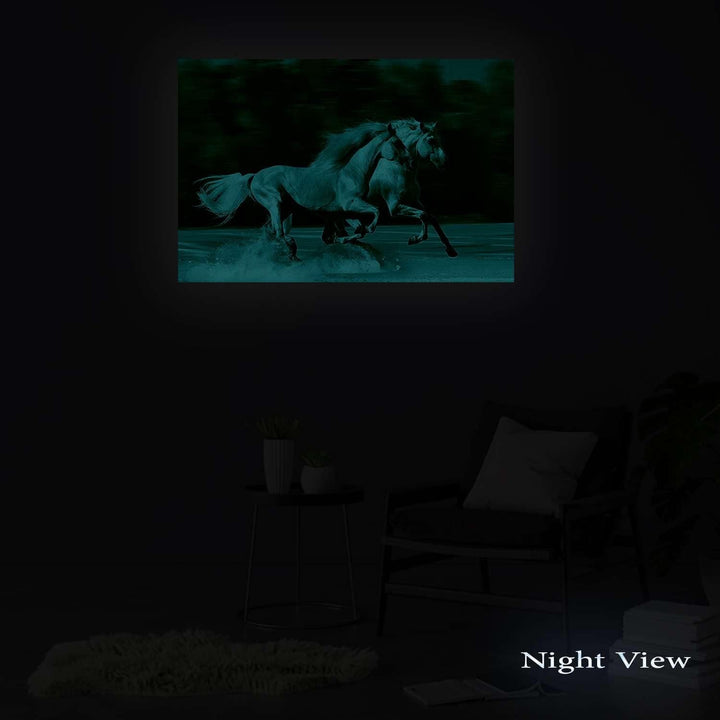 Startonight Bilder Weisses Pferd im Schnee, Leinwandbilder Moderne Kunst, Tiere Wanddeko Kunstdrucke