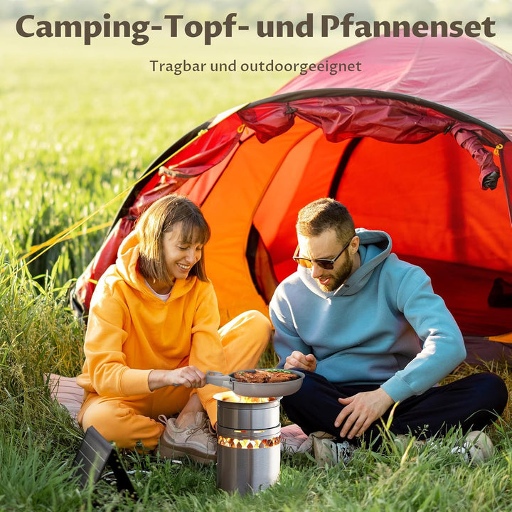 BEZIA 17-Teilig Topfset mit Abnehmbarer Griff, Pfannenset mit Keramik Antihaft Beschichtet, Induktio