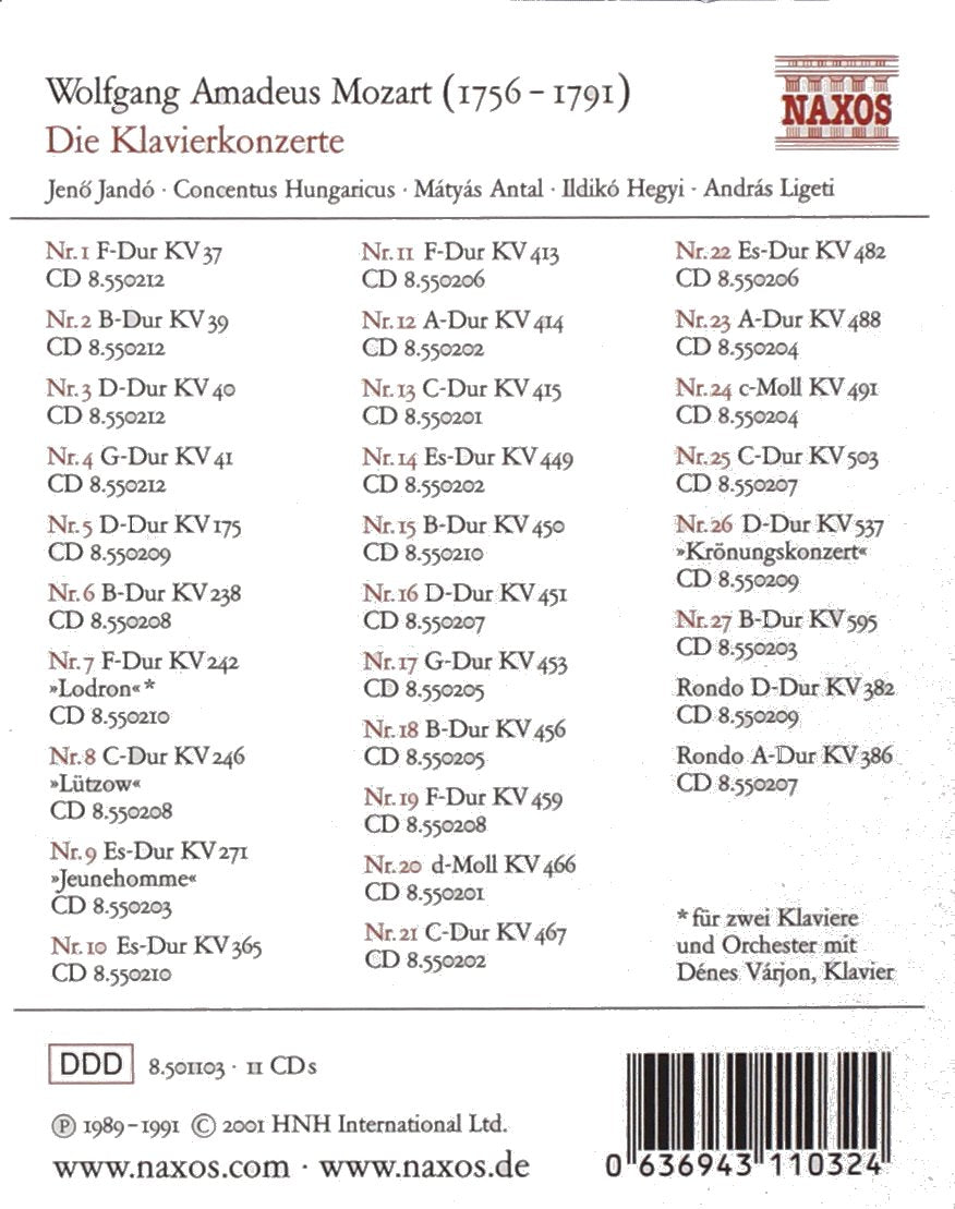 Die Klavierkonzerte, Audio-CD