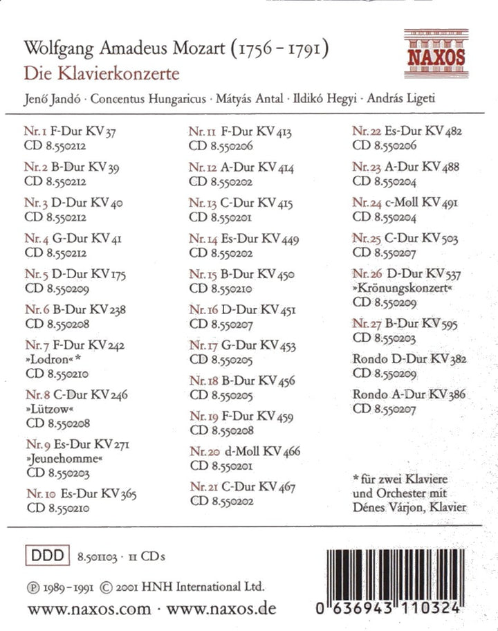 Die Klavierkonzerte, Audio-CD