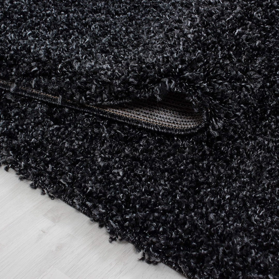 Teppium Hochflor Teppich Wohnzimmer Shaggy 120 cm Rund Anthrazit - Flauschiger Teppich Extra Weich,