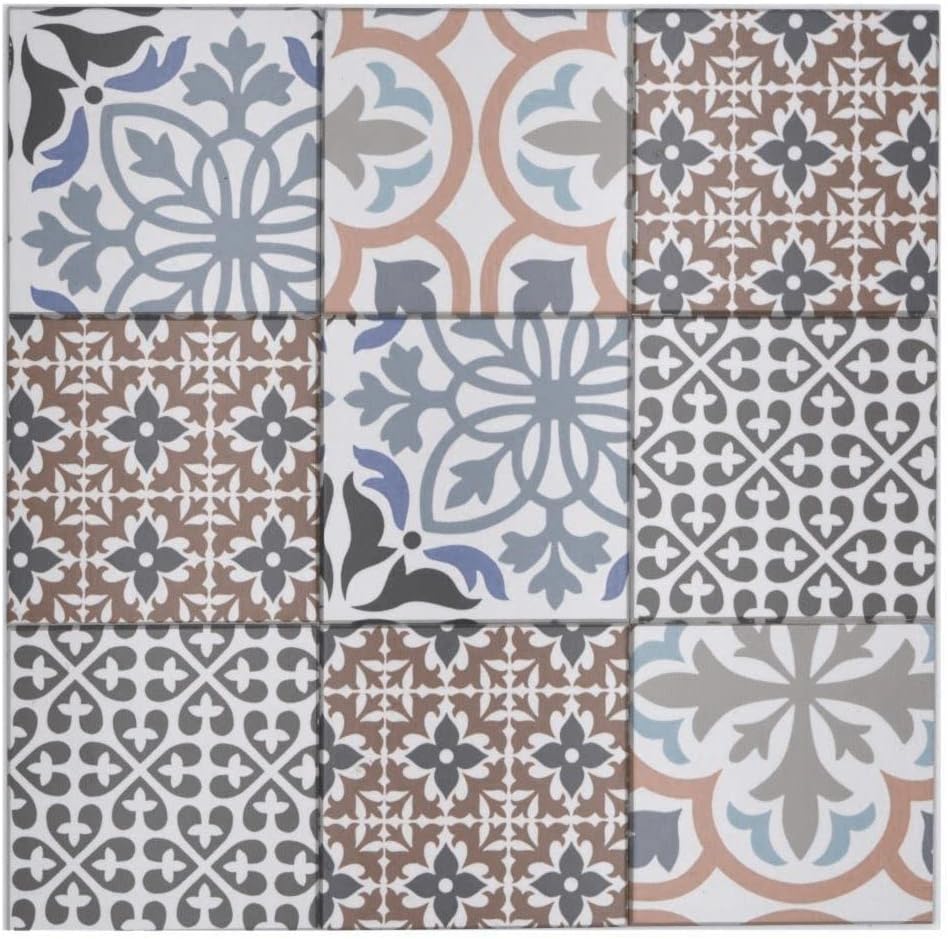 Mosaikmatte selbstklebend Vinyl spanische Fliesen Optik Ornament bunt Küchenrückwand | 10 Mosaikmatt