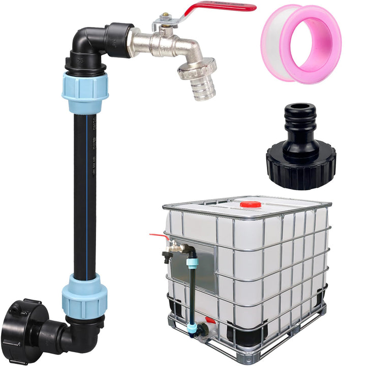IBC Schwanenhals 3/4" Auslaufhahn, S60x6 Wasserhahn Absperrhahn 3/4 Zoll IBC Adapter für das Bequeme