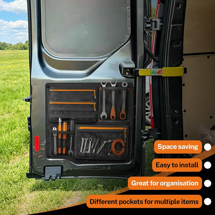 2PCS Scheunentor Aufbewahrungsorganizer kompatibel mit Ford Transit Custom 2006-2023, Taschen-Organi