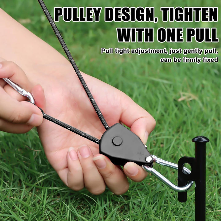 6 Stück 1/8 Zoll 4mm Seil Ratchet Hanger 4M, Einstellbare Seilhaken Seilratsche Seilaufhänger Reflek
