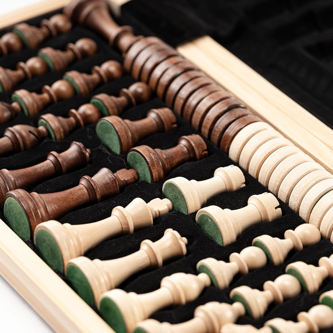 A&A Magnetic Wooden Chess Set, 38.1 cm, Folding Board, 7.6 cm, King Height German Knight Staunton Ch
