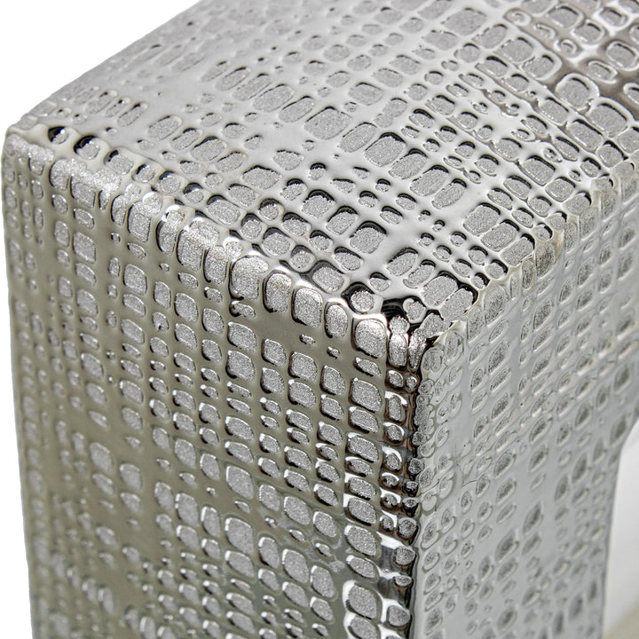 JARRON CERAMICA AGUJERO 24CM PLATA/BLANCO BRILLO_24X6X24CM