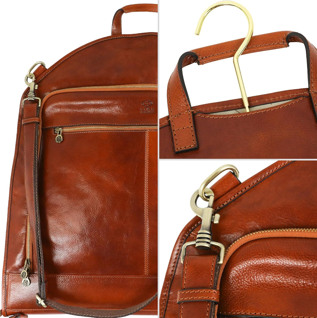 Kleidersack aus Leder - Anzugtasche - Echtleder Schutzhülle Kleidung - Kleidersack Atmungsaktiv - Kl