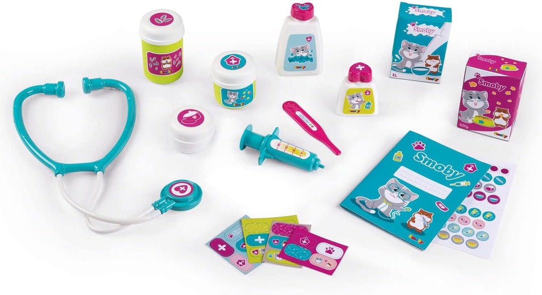 Smoby - Tierarzt Klinik - Spielset mit Untersuchungs- und Waschbereich, inklusive umfangreiches Arzt