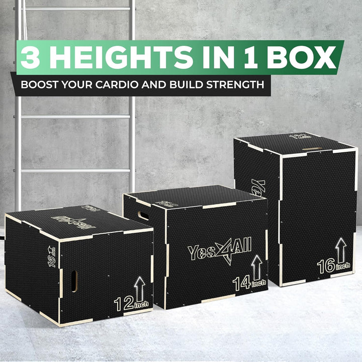 Yes4All 3-in-1 Plyometrische Box aus Holz – hält bis zu 204 kg – Vielseitige plyometrische Box für H