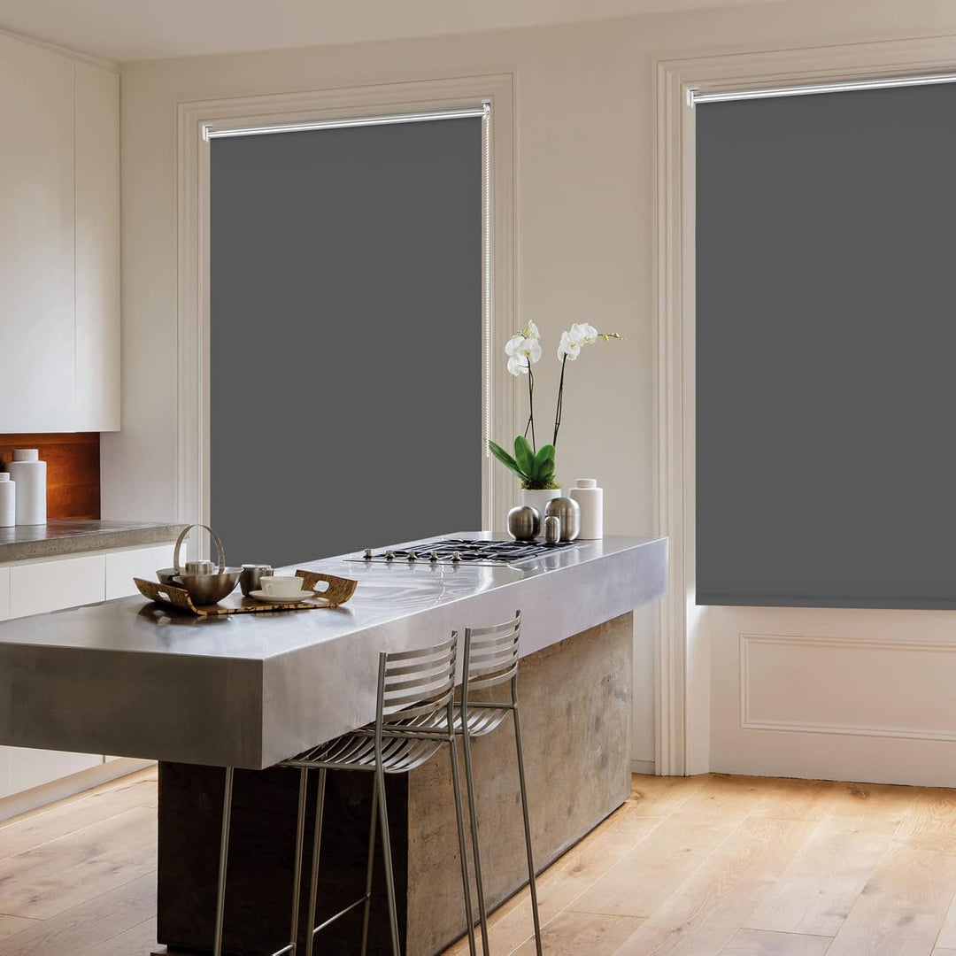 Verdunklungsrollo Klemmfix Rollo ohne Bohren Dunkelgrau B40 x H150cm-Stoffbreite 35cm Fenster Verdun