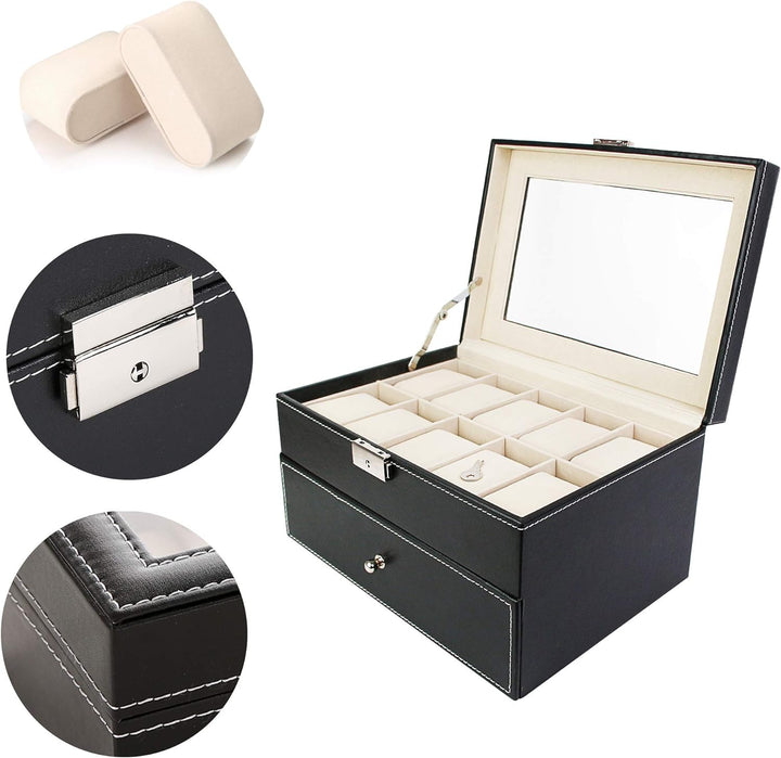 Todeco - Uhrbox, Uhr und Armband Aufbewahrung - Material der Box: MDF - Kissenmaterial: Samt - 20 Uh