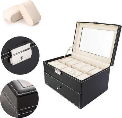 Todeco - Uhrbox, Uhr und Armband Aufbewahrung - Material der Box: MDF - Kissenmaterial: Samt - 20 Uh