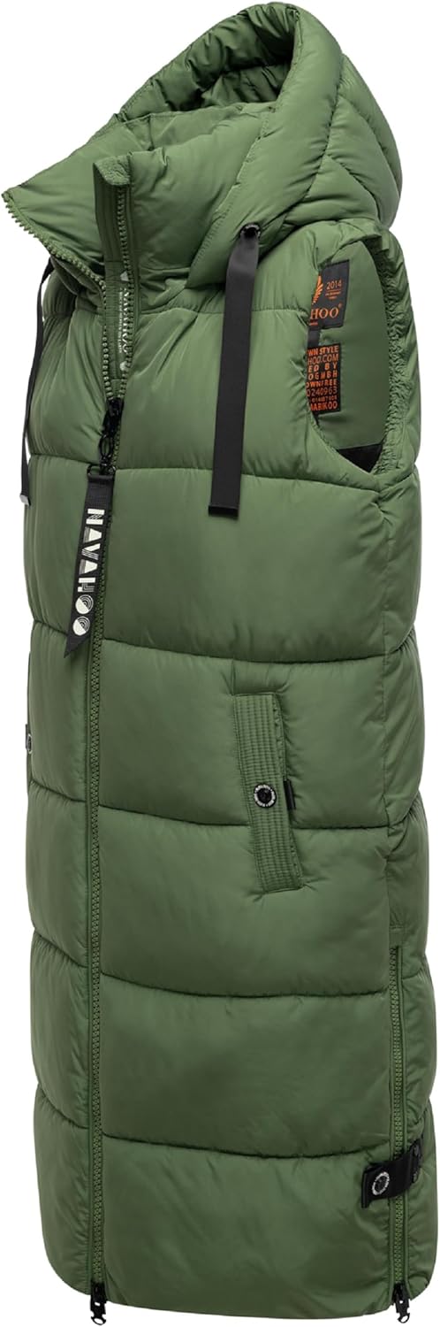 Navahoo Damen ärmellose Lange Outdoorweste warme Winterjacke Schnuffelchen XS-3XL XS Pine Olive, XS
