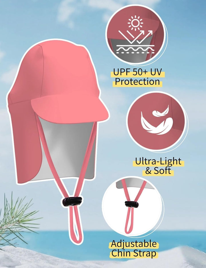 weVSwe Baby Mädchen Langarm Badeanzug UV-Schutz UPF 50+ Einteiler mit Kleinkind Sonnenhut Flap Cap 0