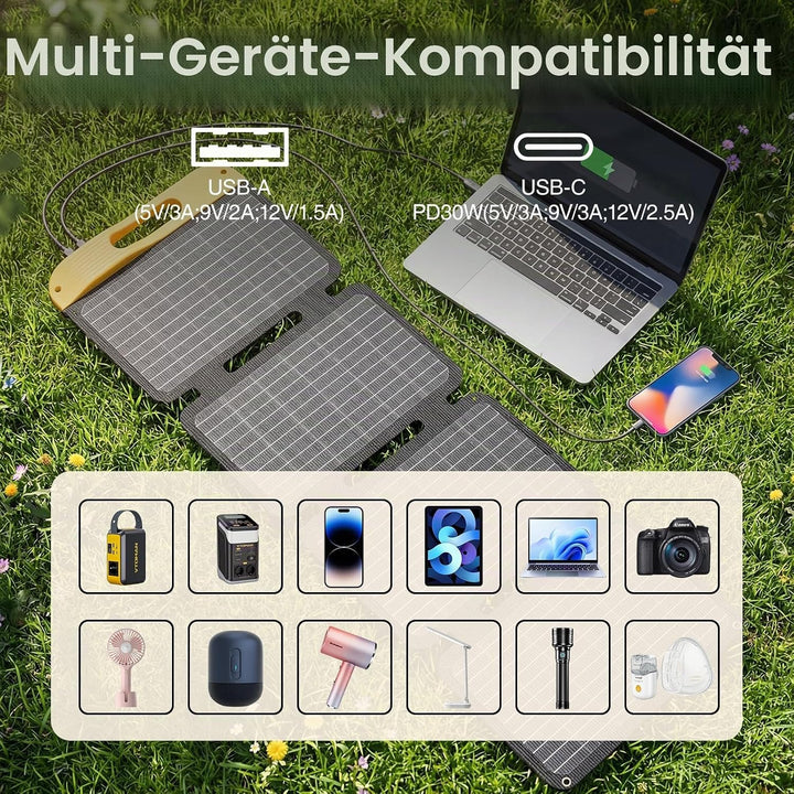 VTOMAN VS40 Tragbares Solarpanel 40W 13,9V, 25% Wirkungsgrad Faltbar | Solarpanel / IP67 Wasserdicht