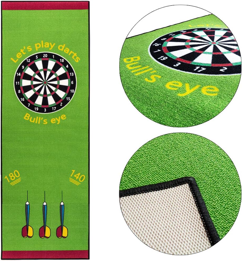 Kingpower Dartteppich mit Abwurflinie, Dart Zubehör mit Motiv, Dartmatte mit Oche, pflegeleichter Te