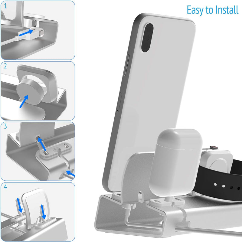 Ladestation für Apple Watch und iPhone Airpods, 3 in 1 Aluminum Docking Station Halterung iWatch Stä