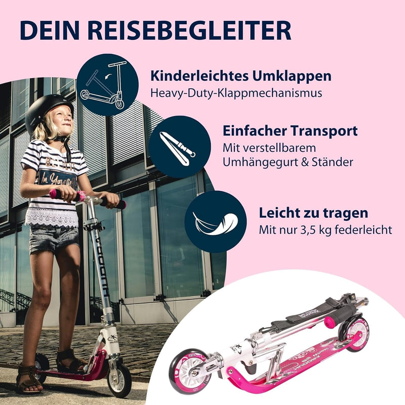 HUDORA BigWheel 125 Scooter - Sicherer & hochwertiger Aluminium-Roller für Kinder - Höhenverstellbar