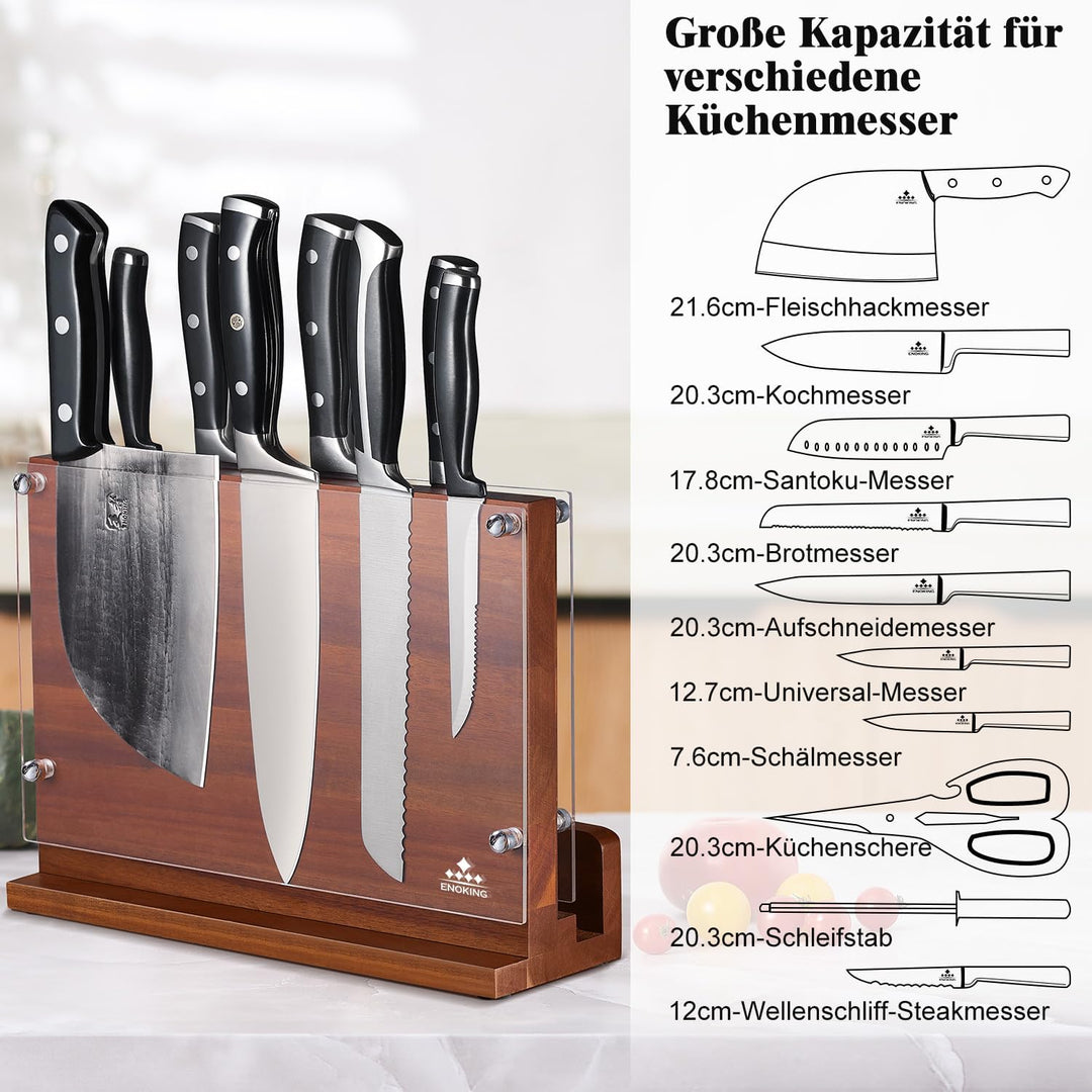 ENOKING Spitzenklasse Plus Messerblock Magnetisch, Magnetischer Messerblock mit Schutz, Hochwertiges
