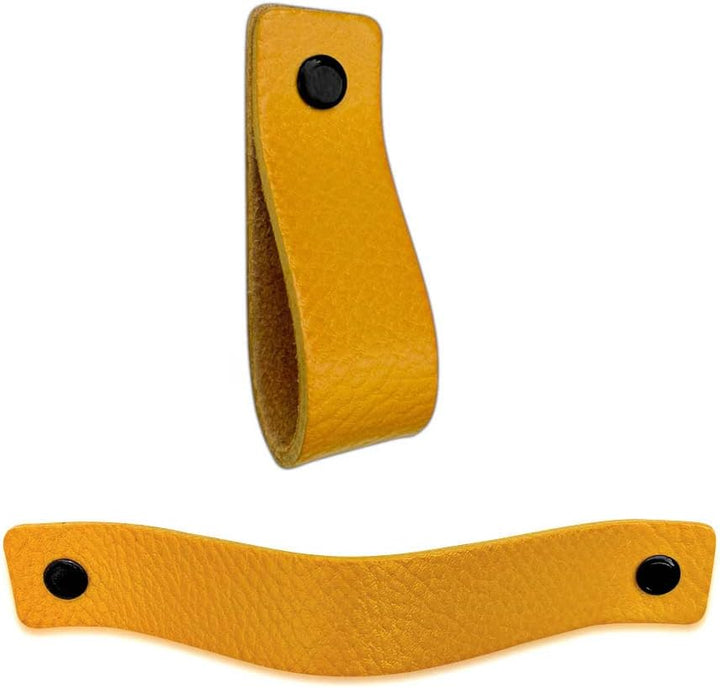 Brute Strength - Ledergriffe für Möbel - Ockergelb - 12 Stück - 16,5 x 2,5 cm - Schrankgriff, Türgri
