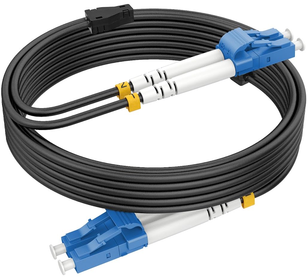 15m Gepanzerte Glasfaser-Kabel OS2 LC auf LC Duplex Singlemode, LWL-Kabel für den Innen- und Aussenb