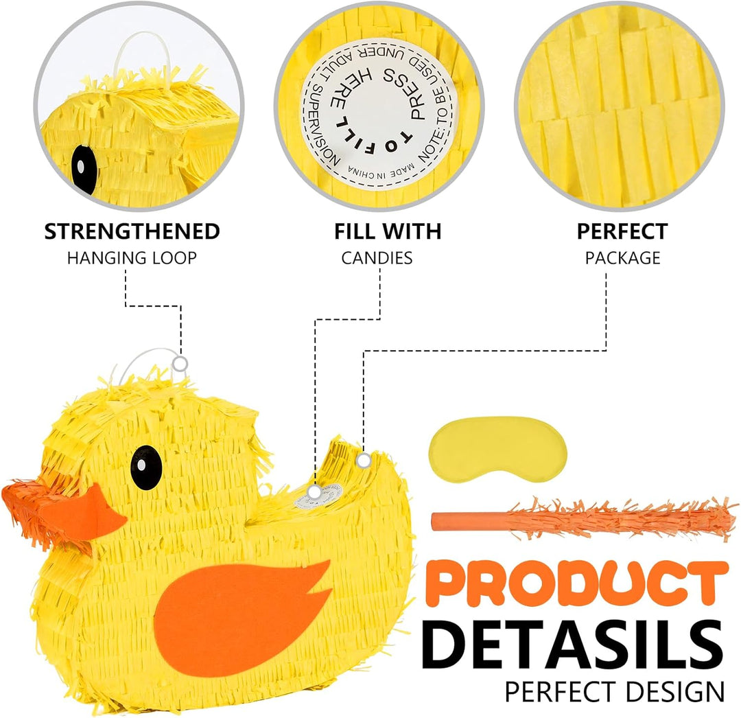 Enten-Piniatas-Set mit Augenbinde und Fledermaus (41,5 x 32,6 x 10,2 cm), perfekt für Kindergeburtst
